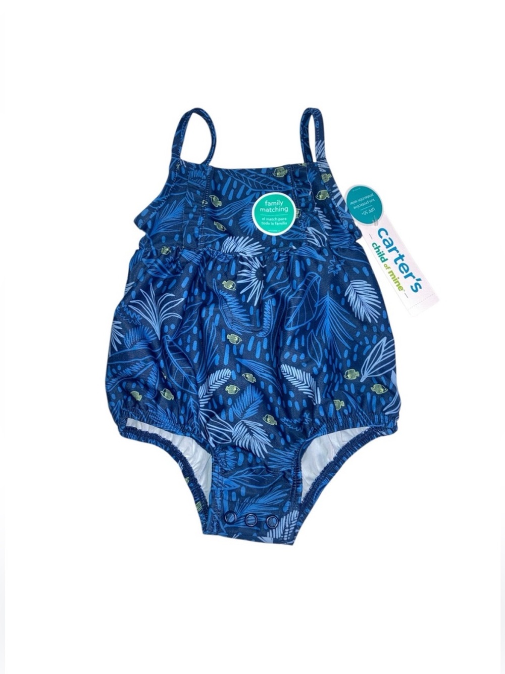 Carter's Blue Fish Bubble One Piece Swimsuit